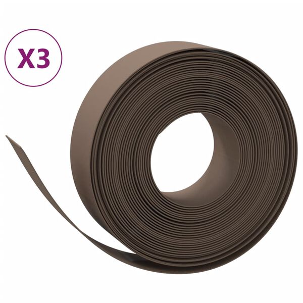 vidaXL Garden Edgings 3 pcs Brown 32.8' 5.9" Polyethylene