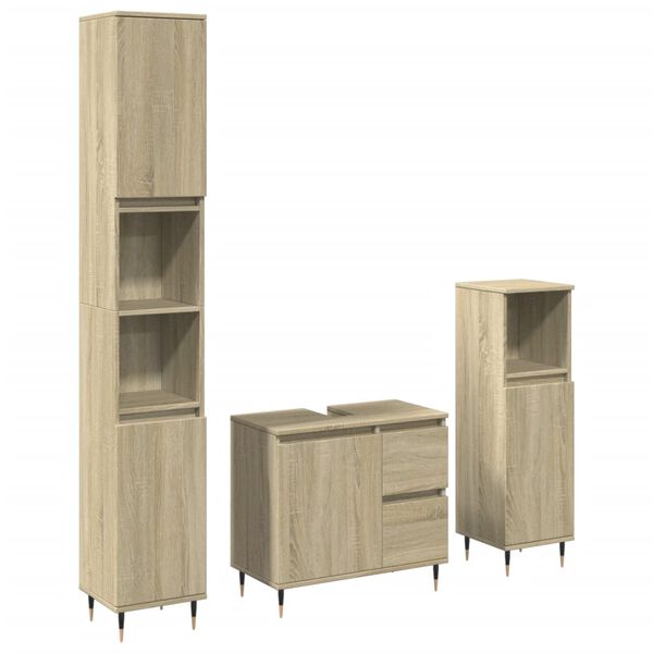 vidaXL Bathroom Furniture Set Sonoma oak Engineered wood, iron Medium