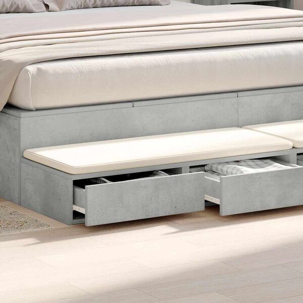 vidaXL Bed Drawers with Drawer Concrete Grey 78.74 x 14.37 x 6.50 in