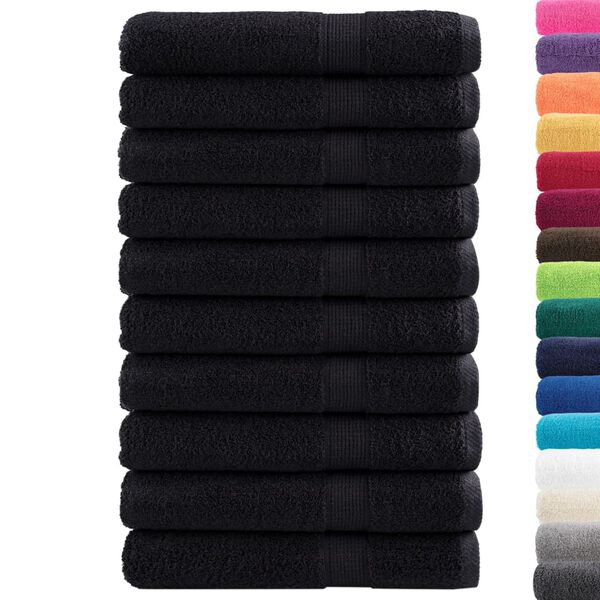 vidaXL Sauna Towel Set of 10 Black 100% ring-spun cotton Extra Long