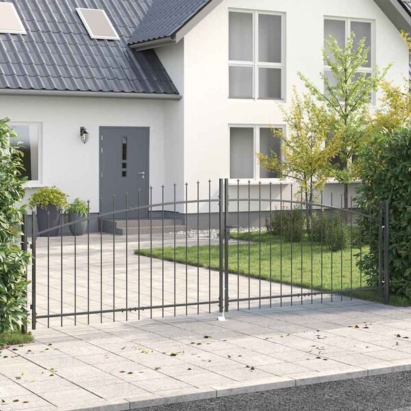 vidaXL Garden Gate with Lock Gray 125 x 400 cm Steel
