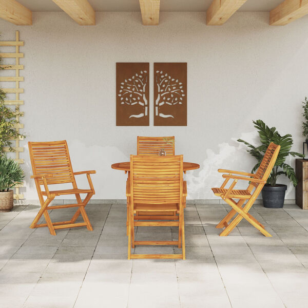 vidaXL Garden Dining Set Folding 5 pcs Brown solid acacia wood