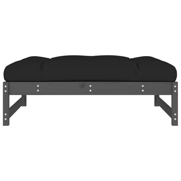 vidaXL Garden Footstool Grey Solid pine wood Large Modular