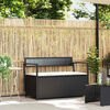 vidaXL Garden Storage Bench Black PE rattan, powder-coated steel, plywood