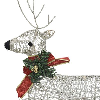 vidaXL Reindeer & Sleigh Christmas Decoration 100 LEDs Outdoor Gold
