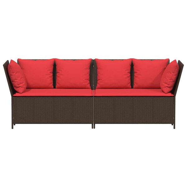 vidaXL Patio Sofa Brown and Red