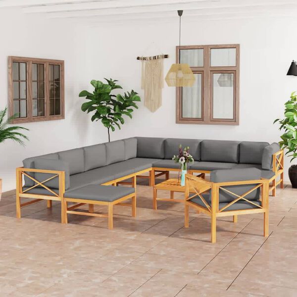 vidaXL Garden Lounge Set Natural wood, Grey