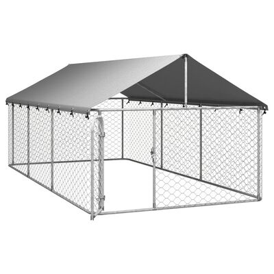 vidaXL Outdoor Dog Kennel with Roof 157.5"x78.7"x59.1"