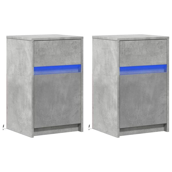 vidaXL Bedside Cabinet Set of 2 Concrete Grey Engineered wood Medium