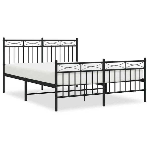 vidaXL Bed Frame Black Powder-coated steel Double Bed Frame