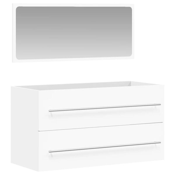 vidaXL Bathroom Cabinet With Mirror White Engineered Wood Large