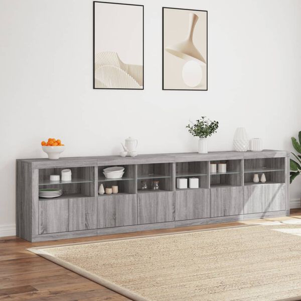 vidaXL Sideboard Grey Sonoma Engineered wood, glass Large Sideboard