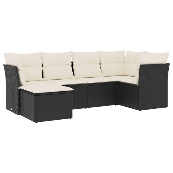 vidaXL Garden Sofa Set Black, Cream White