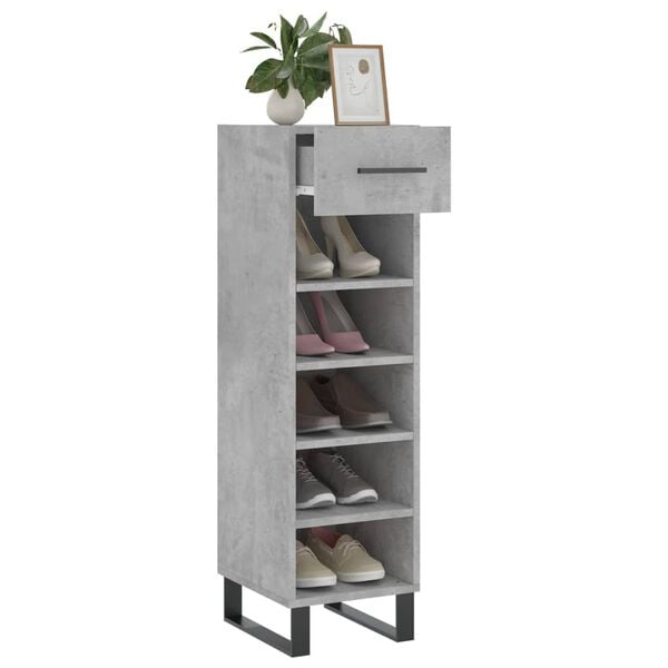 vidaXL Shoe Cabinet Concrete grey Engineered wood, iron Medium