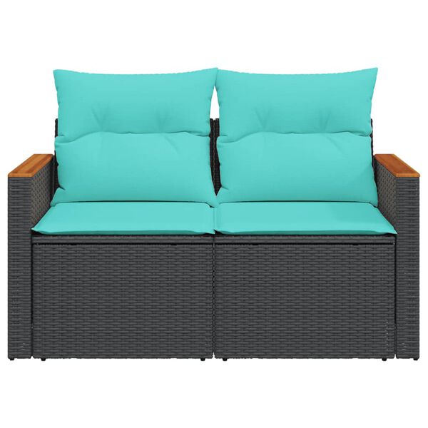vidaXL Garden Sofa Black, Blue