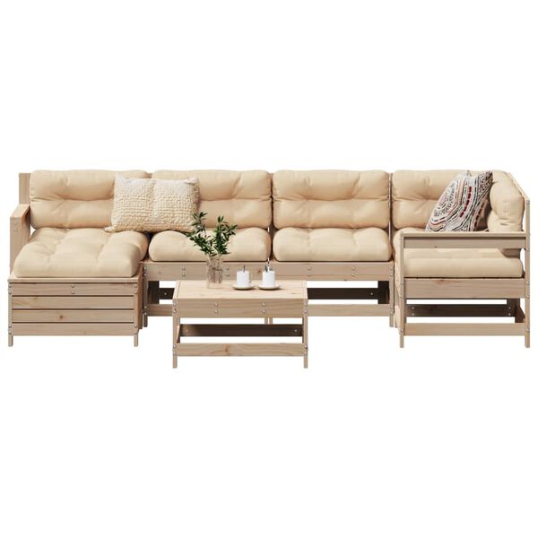 vidaXL Garden Sofa Set Natural wood Solid Pine Wood Large