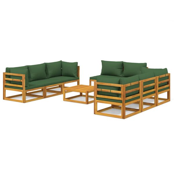 vidaXL Garden Lounge Set Green, Wood Solid Acacia wood, Polyester Medium