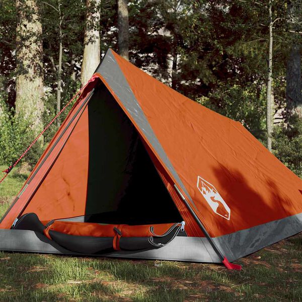 vidaXL Camping Tent 2-Person Gray and Orange Waterproof