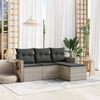 vidaXL Garden Sofa Set Light Grey PE Rattan Medium Adjustable Feet