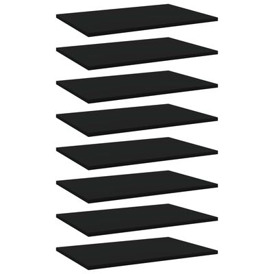 vidaXL Bookshelf Boards 8 pcs Black 23.6"x15.7"x0.6" Engineered Wood