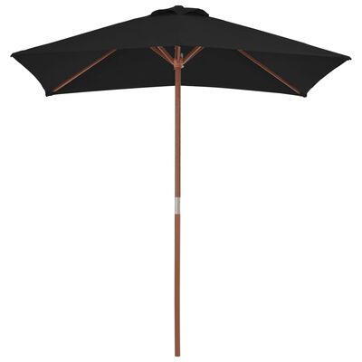 vidaXL Outdoor Parasol with Wooden Pole Black 59.1"x78.7"