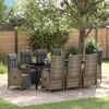 vidaXL Garden Dining Set with Cushion 9 pcs Grey Poly Rattan