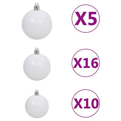 vidaXL Artificial Pre-lit Christmas Tree with Ball Set Green 82.7" PVC