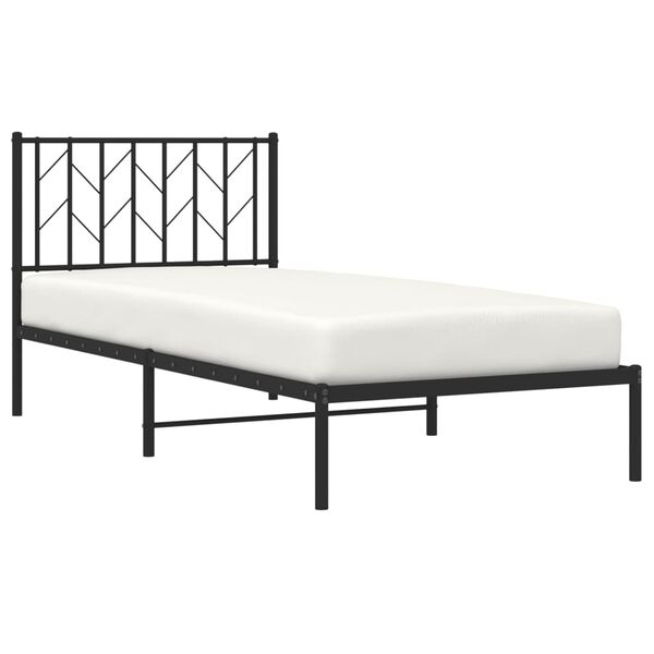 vidaXL Bed Frame Black Powder-coated steel Twin Bed Frame Rectangular