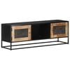 vidaXL TV Cabinet Natural Wood and Black Rough Mango Wood, Iron, MDF