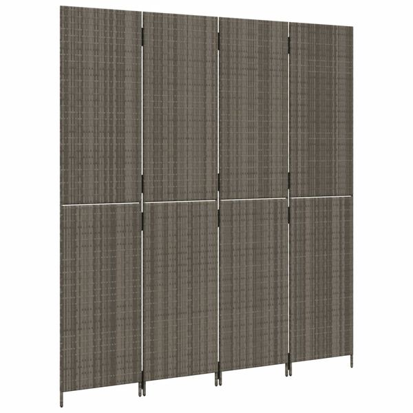 vidaXL Room Divider 4 Panels Gray Poly Rattan
