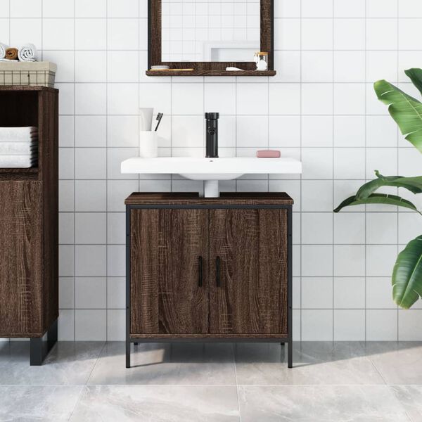 vidaXL Bathroom Sink Cabinet Brown Oak Engineered Wood Medium