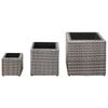 vidaXL Garden Raised Beds 3 pcs Poly Rattan Gray