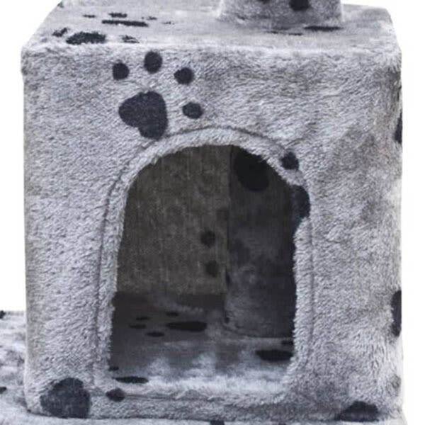 Cat Tree 48" Gray with Paw Prints Plush