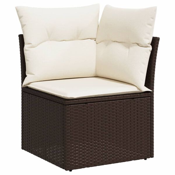 vidaXL Garden Sofa Set Brown, Cream white