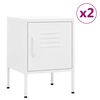 vidaXL Nightstand Set of 2 White Steel Small Nightstand Square