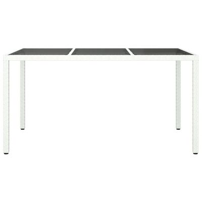 vidaXL Patio Table 59.1"x35.4"x29.5" Tempered Glass and Poly Rattan White
