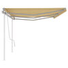 vidaXL Retractable Awning Yellow and White Aluminium, Iron, Polyester