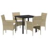 vidaXL Garden Dining Set with Cushion 5 pcs Beige Poly Rattan