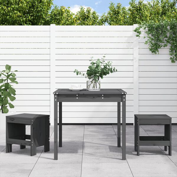 vidaXL Garden Bistro Set Grey Solid Pine Wood Compact Minimalistic