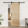vidaXL Sliding Door Natural and Black 28.94 x 78.15 in Solid Pine Wood