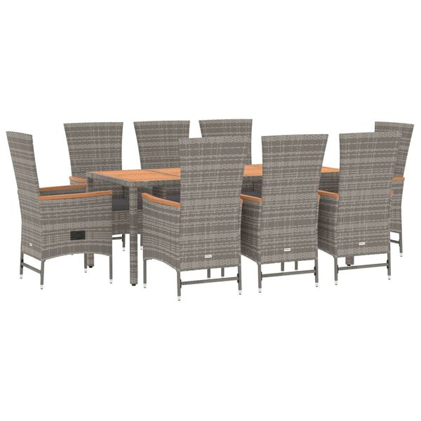vidaXL Garden Dining Set Grey, Dark Grey PE Rattan Large Dining Set