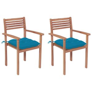 vidaXL Patio Chair Set of 2 Light Blue, Natural Teak
