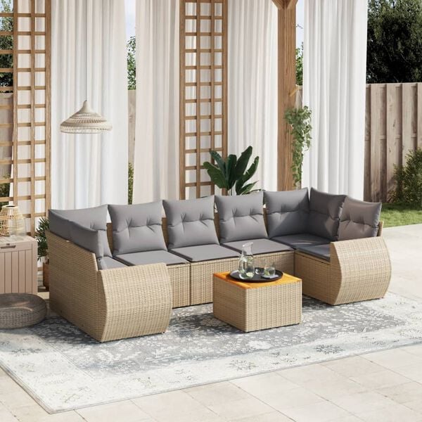 vidaXL Garden Sofa Set Beige, Light Grey