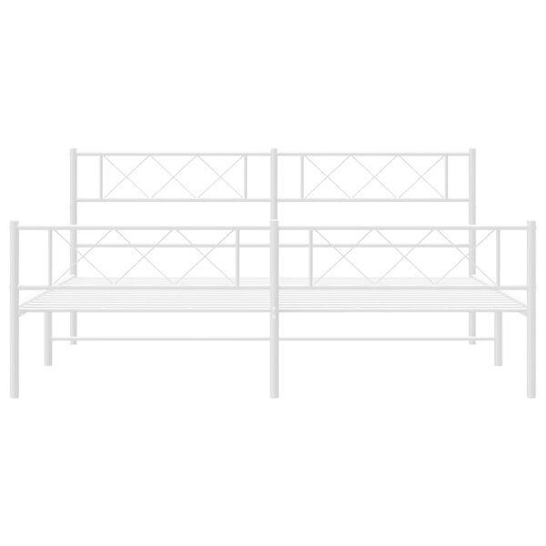 vidaXL Metal Bed Frame White Powder-coated steel 72 x 84 in Bed Frame
