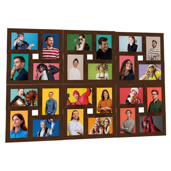 vidaXL Photo Frame Dark brown MDF, PS Modern Collage Photo Frame