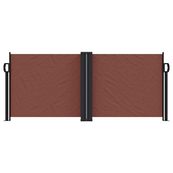 vidaXL Retractable Side Awning Brown Polyester with PU coating