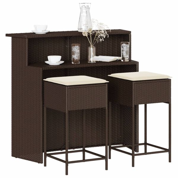 vidaXL Garden Bar Set Brown, Cream White