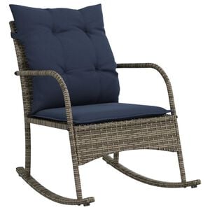 vidaXL Patio Rocking Chair Grey Poly Rattan and Powder-Coated Steel Medium
