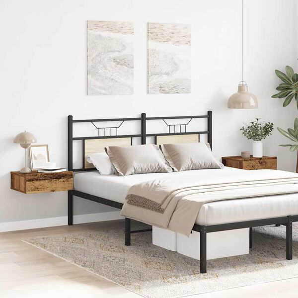 vidaXL Floating Nightstand Set of 2 Old wood Engineered wood Compact