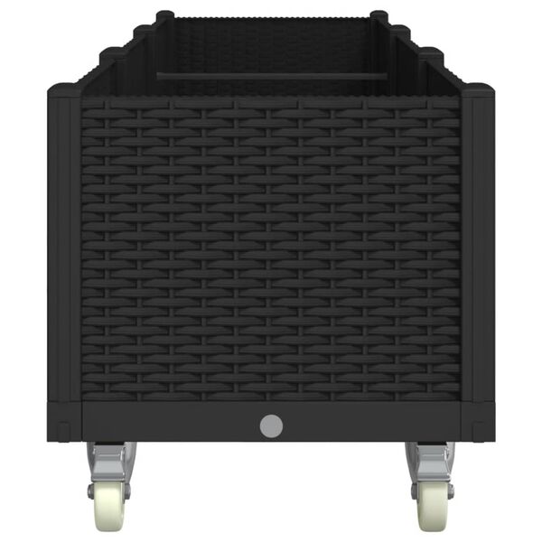 vidaXL Garden Planter with Wheels Black 94.5"x19.7"x21.3" PP